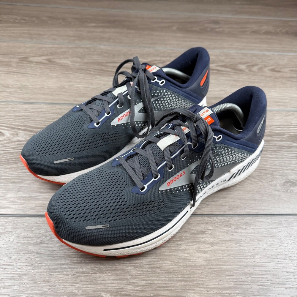Brooks Mens Adrenaline GTS 22 Running Shoes Wide 2E Grey Blue Orange 12.5 Wide